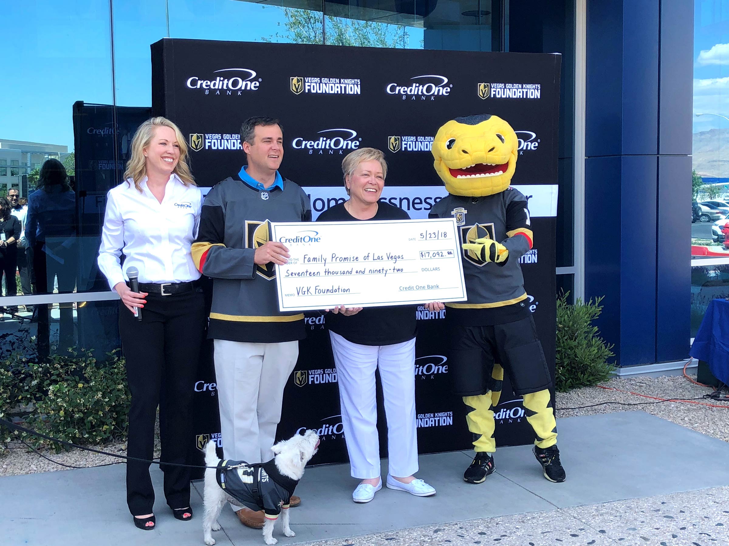 Credit One Bank and Vegas Golden Knights Foundation donation to Family Promise of Las Vegas and The Shade Tree